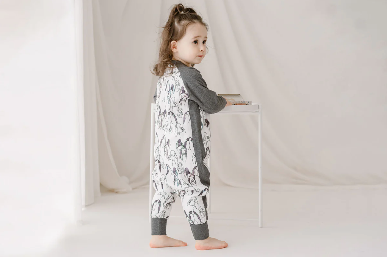 Bamboo Long Sleeve Footed Sleep Bag 1.0 TOG - Penguin Love