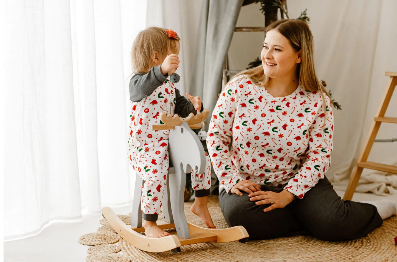 Women's Organic Cotton Long Sleeve PJ Set - Eric Carle Candy Cane Lane