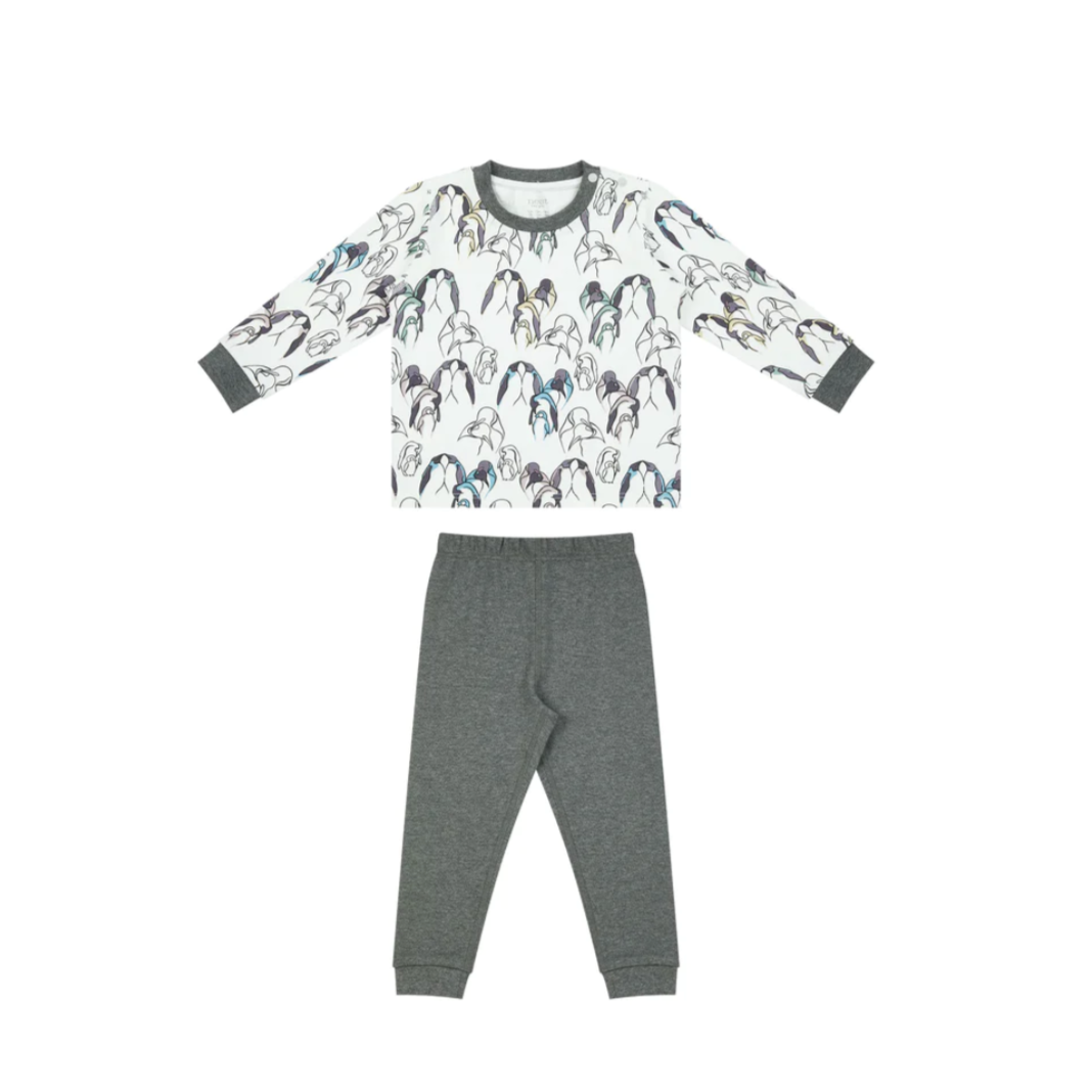 Organic Cotton Two-Piece Long Sleeve PJ Set - Penguin Love