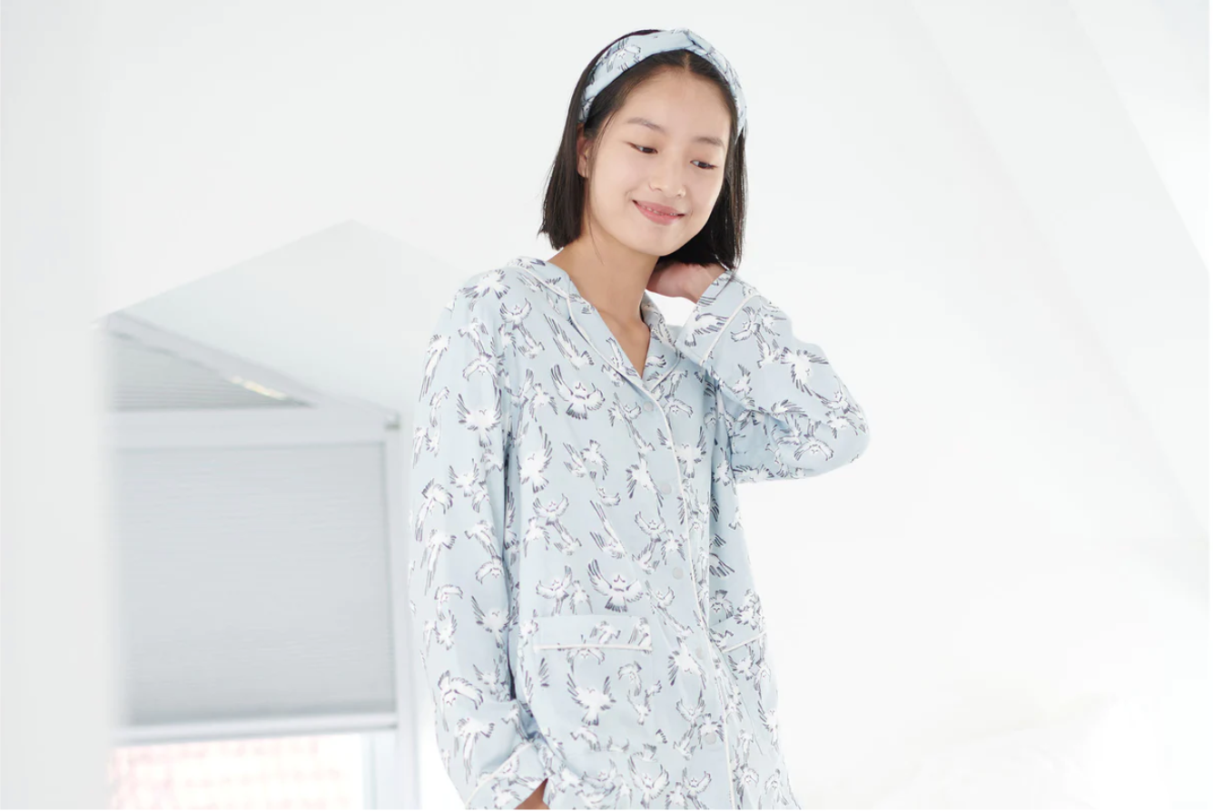 Women's Bamboo Long sleeve Button-up PJ Set - Guess Hoo