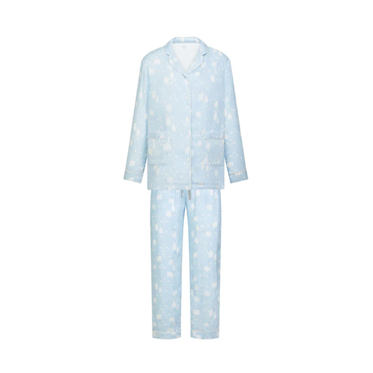 Women's Bamboo Long sleeve Button-up PJ Set - Snowy Peaks