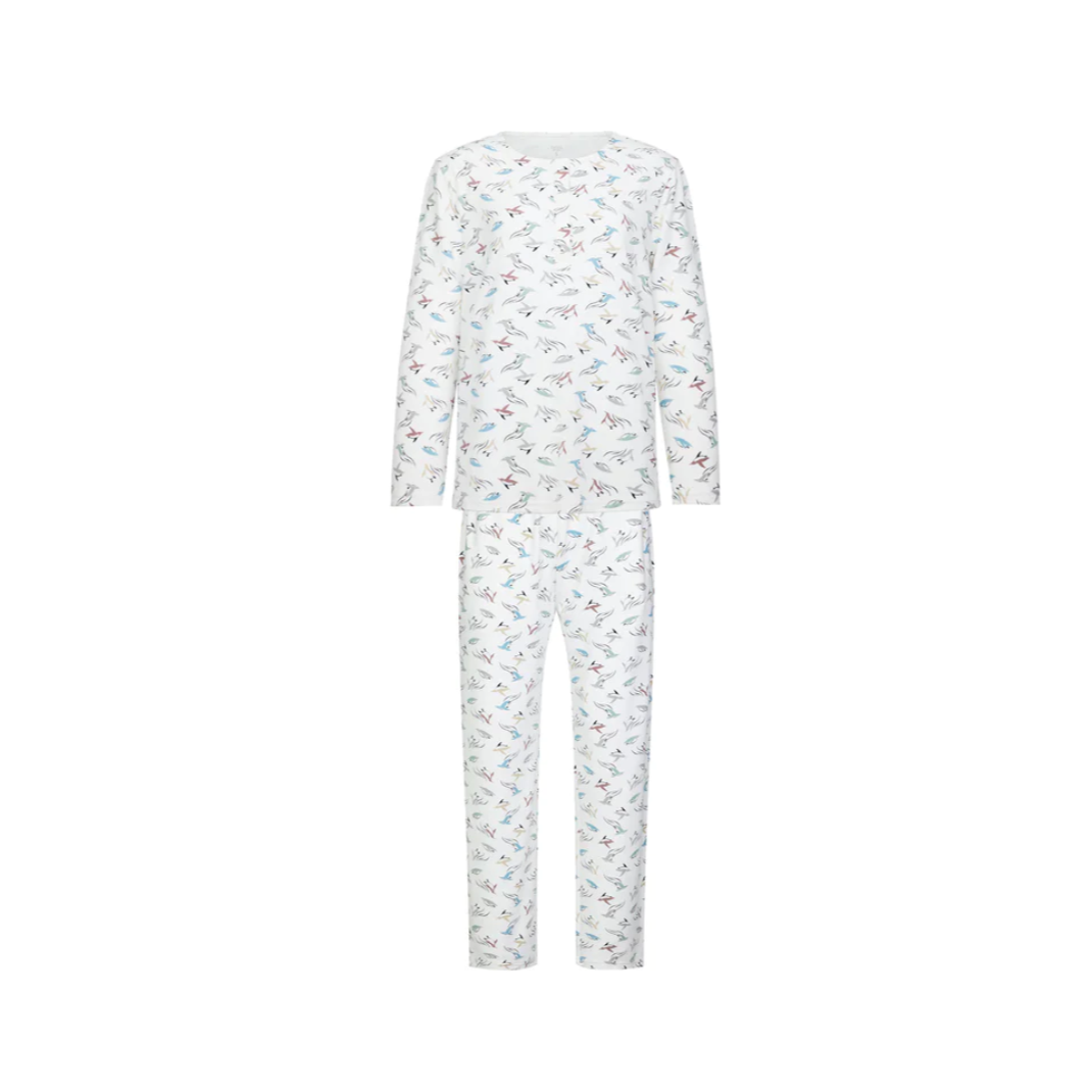 Women's Organic Cotton Long Sleeve Nursing PJ Set - Rainbow Swim