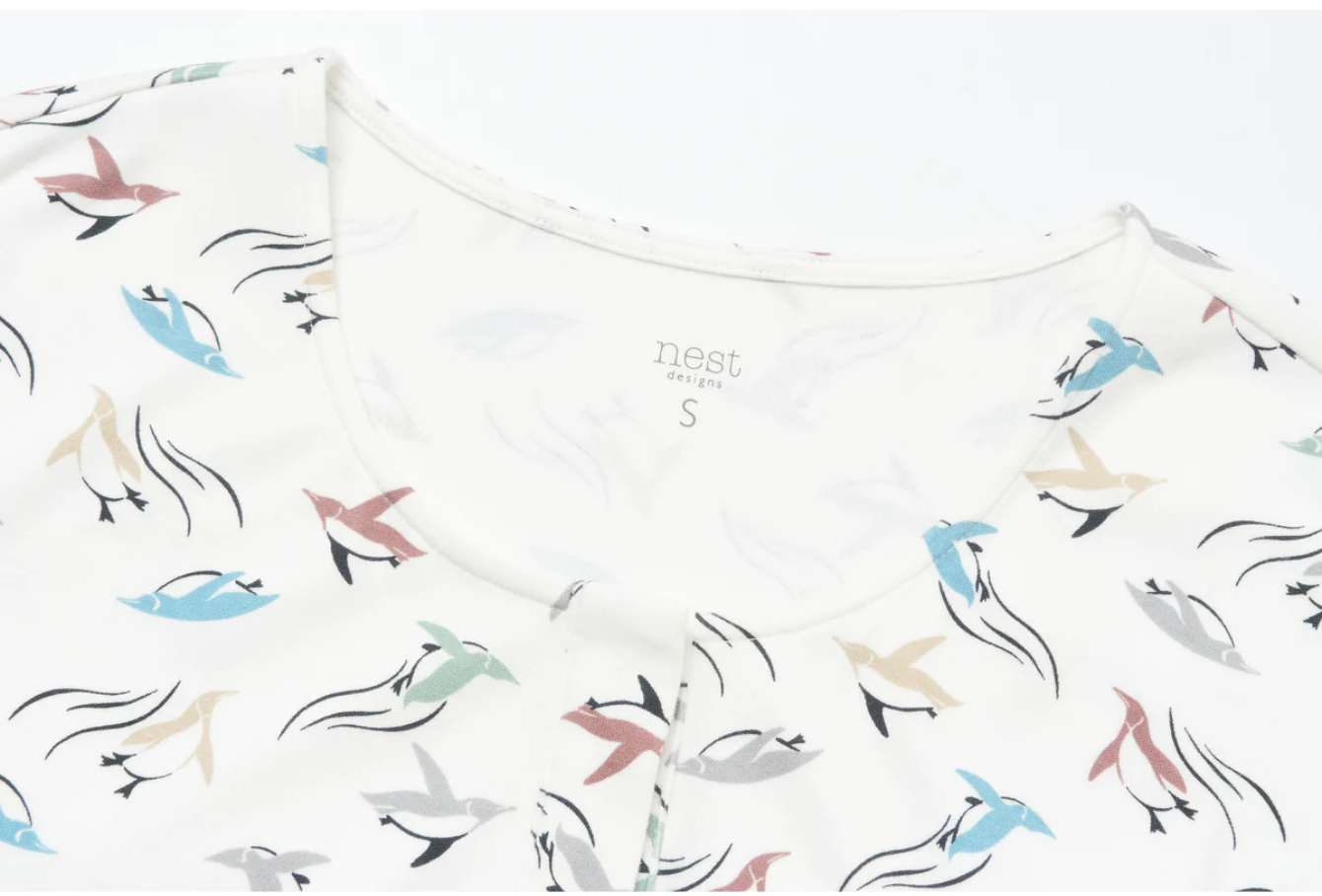 Women's Organic Cotton Long Sleeve Nursing PJ Set - Rainbow Swim