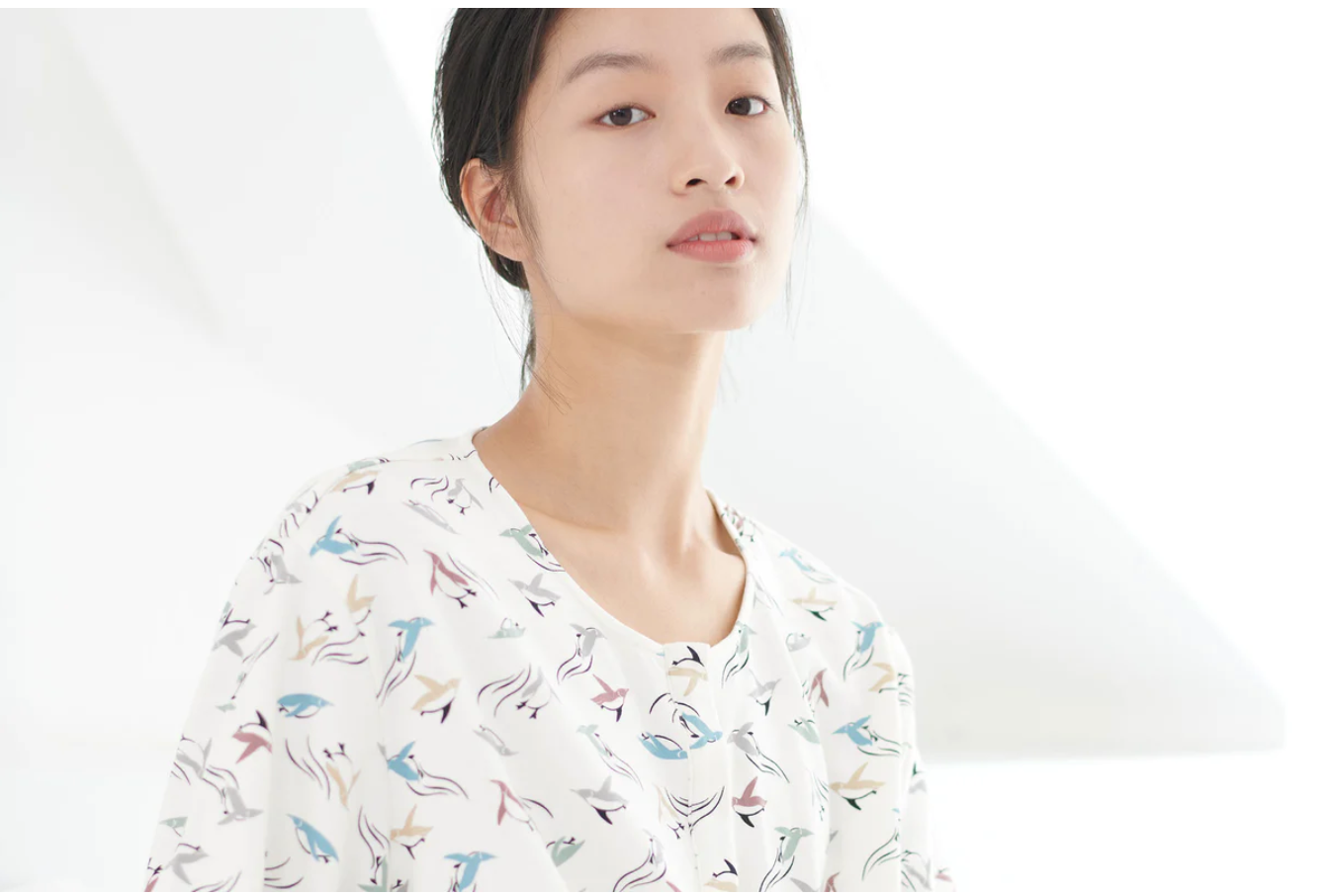 Women's Organic Cotton Long Sleeve Nursing PJ Set - Rainbow Swim