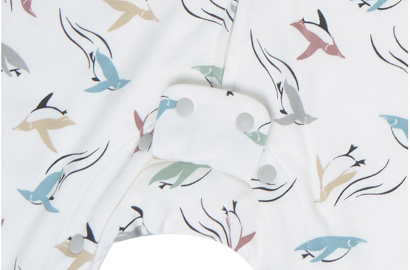 Organic Cotton Long Sleeve Footed Sleep Bag 1.0 TOG - Rainbow Swim