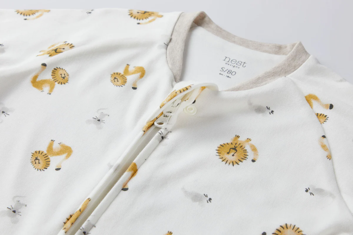 Avocado Bamboo Long Sleeve Footed Sleep Bag 1.0 TOG - The Lion & The Mouse