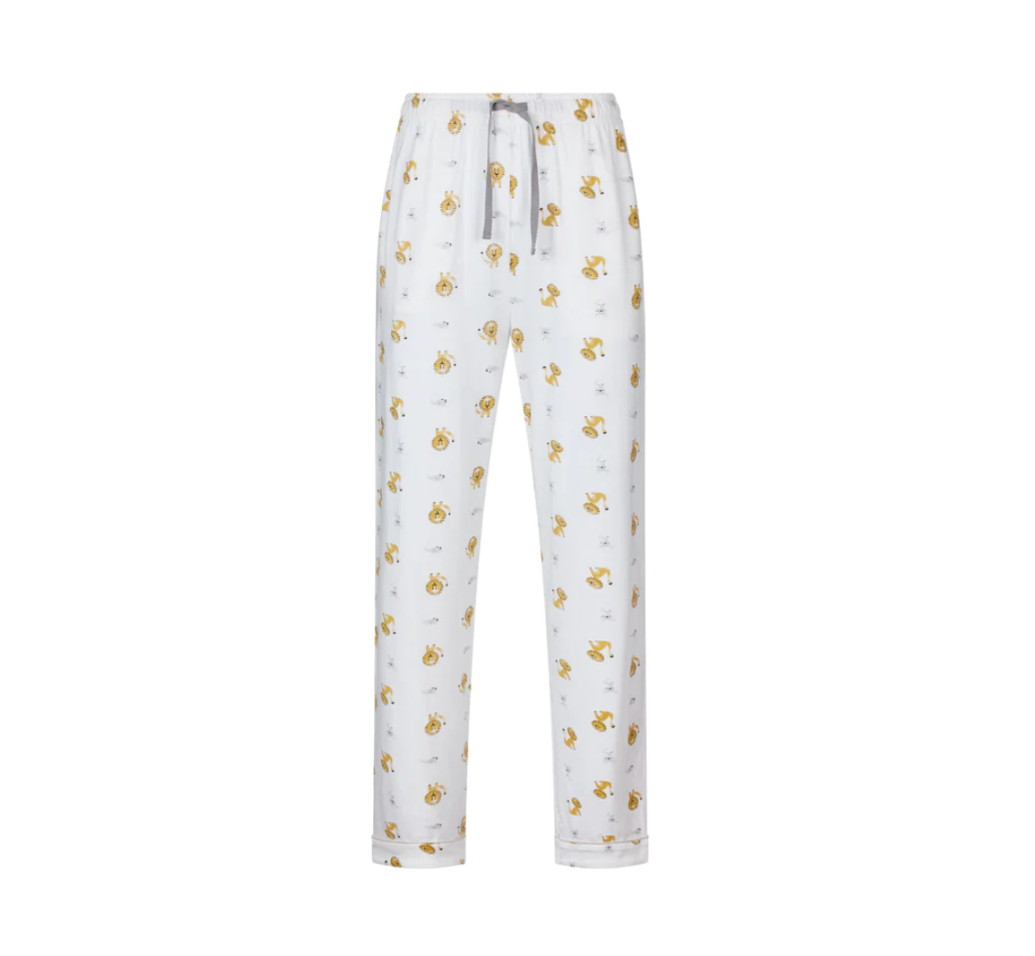 Women's Bamboo Jersey Short Sleeve Button-up PJ Set - The Lion & The Mouse