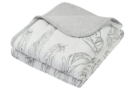 Small Cozy Quilted Blanket (Bamboo Jersey) - Feather White