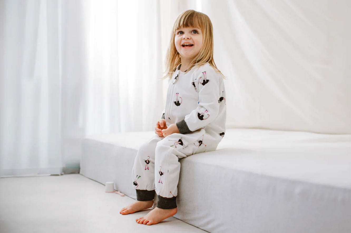 Long Sleeve Footed Sleep Bag 1.0 TOG (Organic Cotton) - Let's Roll!