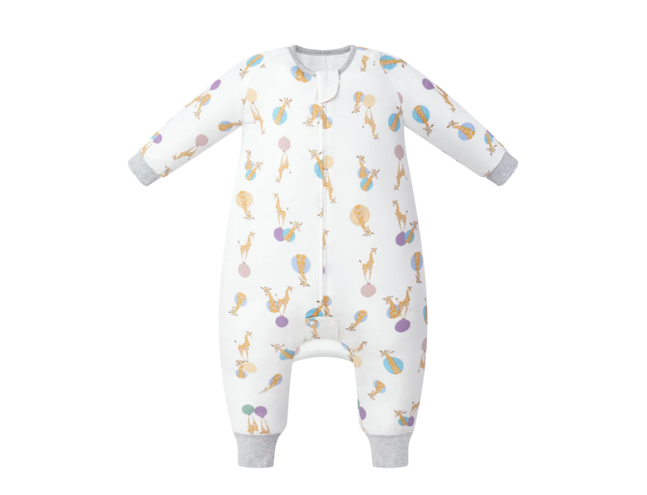 Long Sleeve Footed Sleep Bag 0.6 TOG (Bamboo Pima) - Giraffe Shapes (6-18M Only)