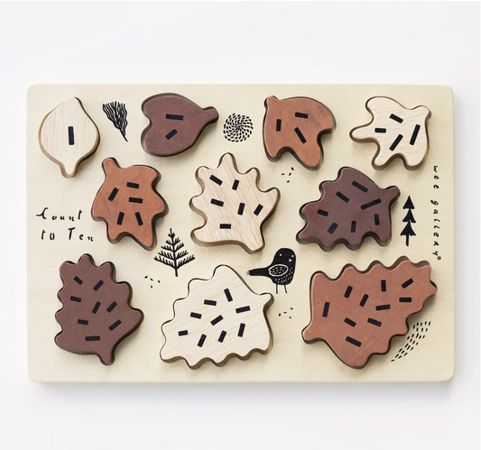 Wee Gallery WOODEN TRAY PUZZLE - COUNT TO 10 LEAVES