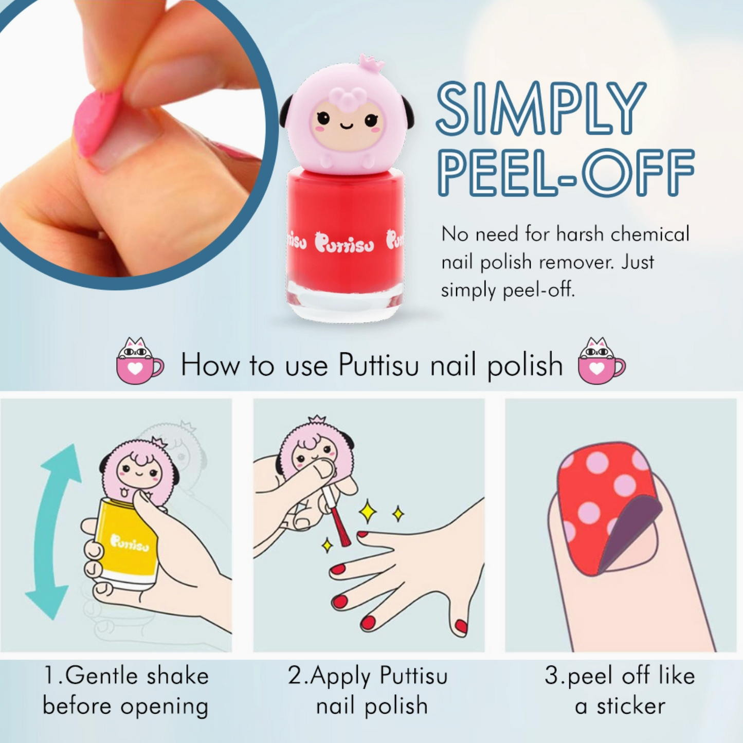 Puttisu Glitter Nail Polish - G06 Pink Candy Pangpang