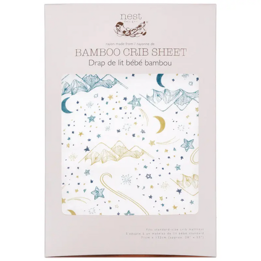 Fitted Bamboo Crib Sheet Stars White