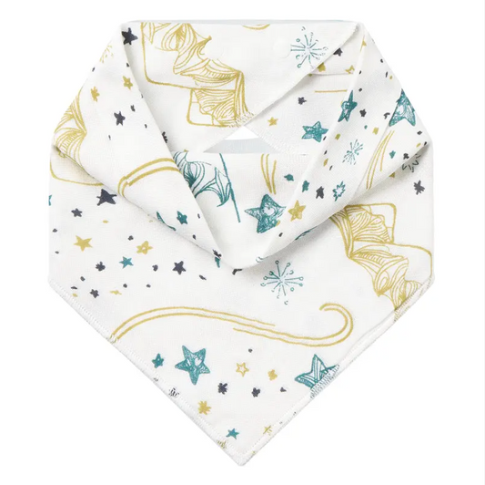 Bamboo Muslin Baby Bandana Bib Stars White