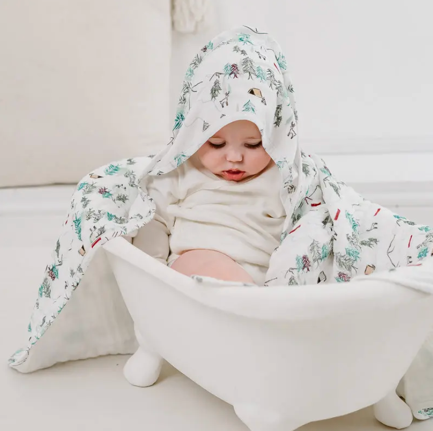 Organic Cotton Hooded Baby Bath Towel Happy Trails