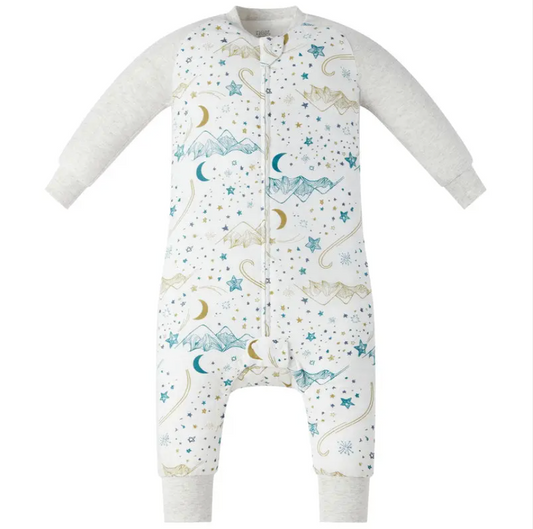 Bamboo Long Sleeve Footed Sleep Bag 1.0 TOG Stars White