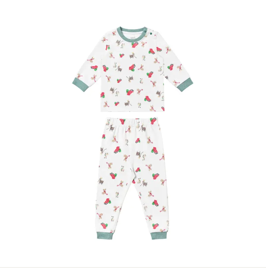 Organic Cotton Long Sleeve Two-Piece PJ Set Sleigh All Day