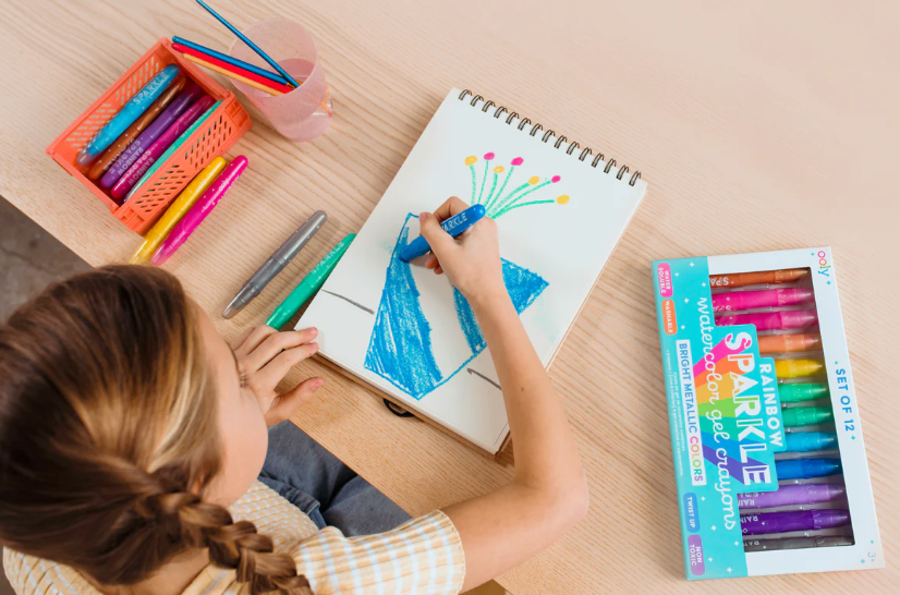 Rainbow Sparkle Metallic Watercolor Gel Crayons - Set of 12