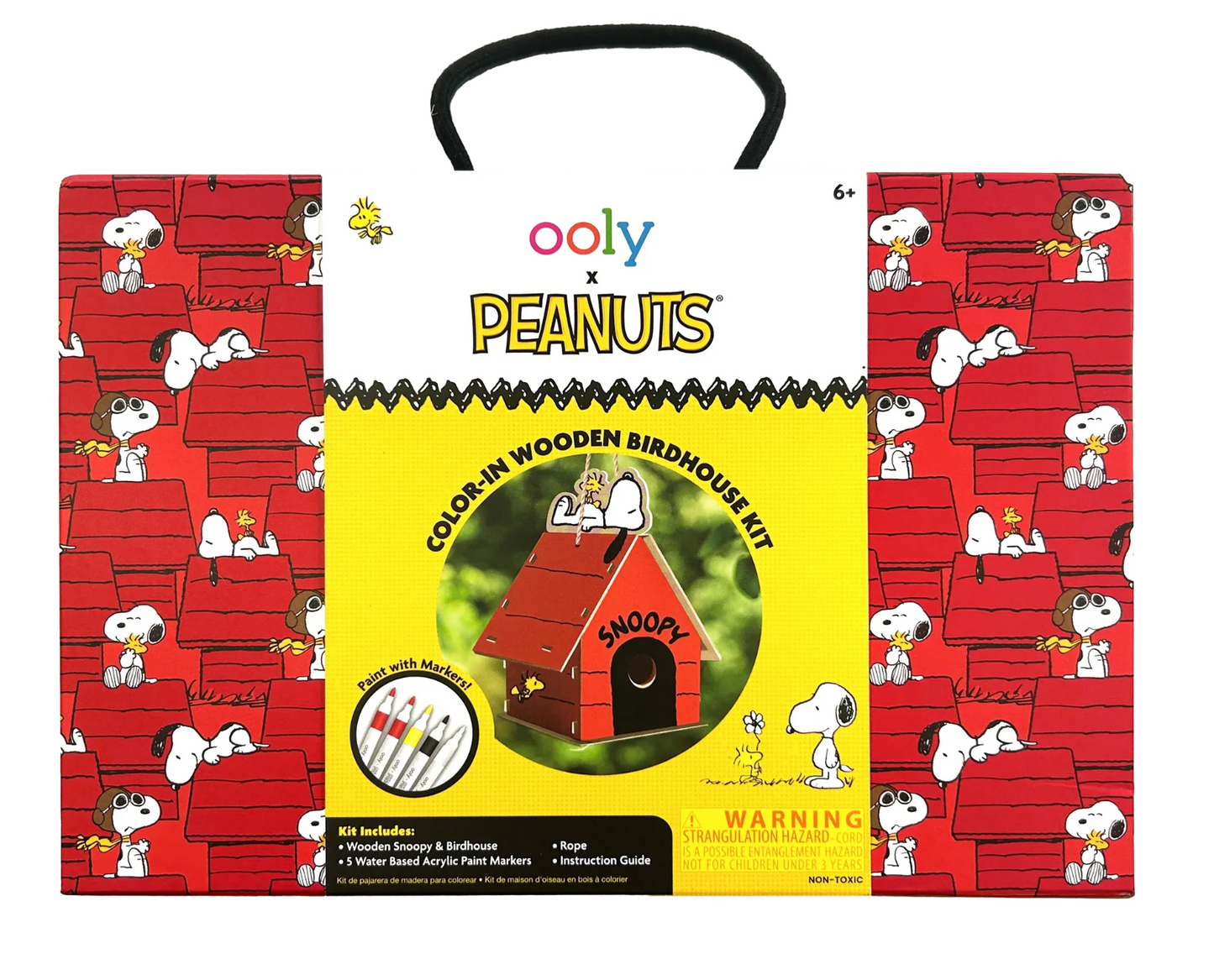 OOLY x Peanuts Color-in Wooden Birdhouse Kit - 5 Paint Markers