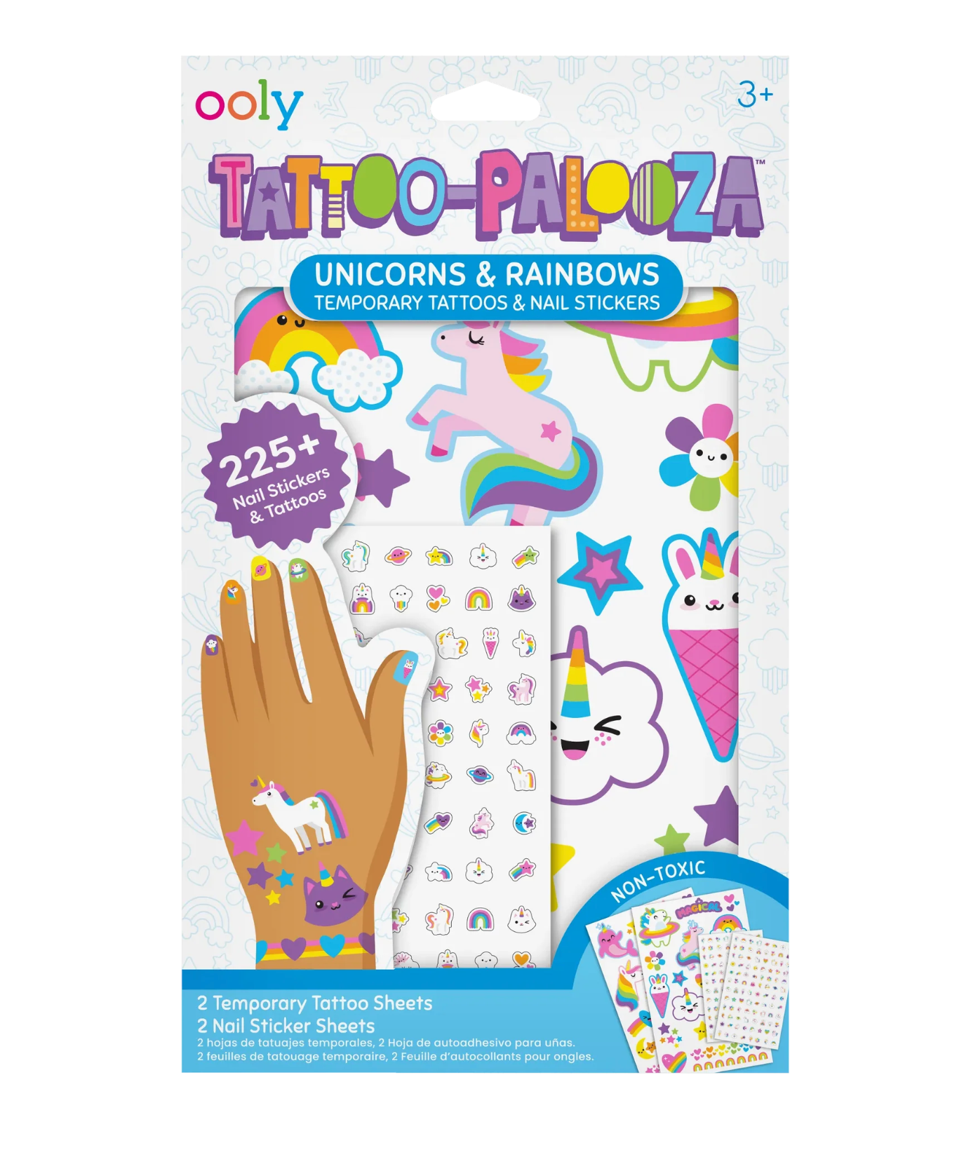 Tattoo-Palooza Temporary Tattoos & Nail Stickers - Unicorns & Rainbows