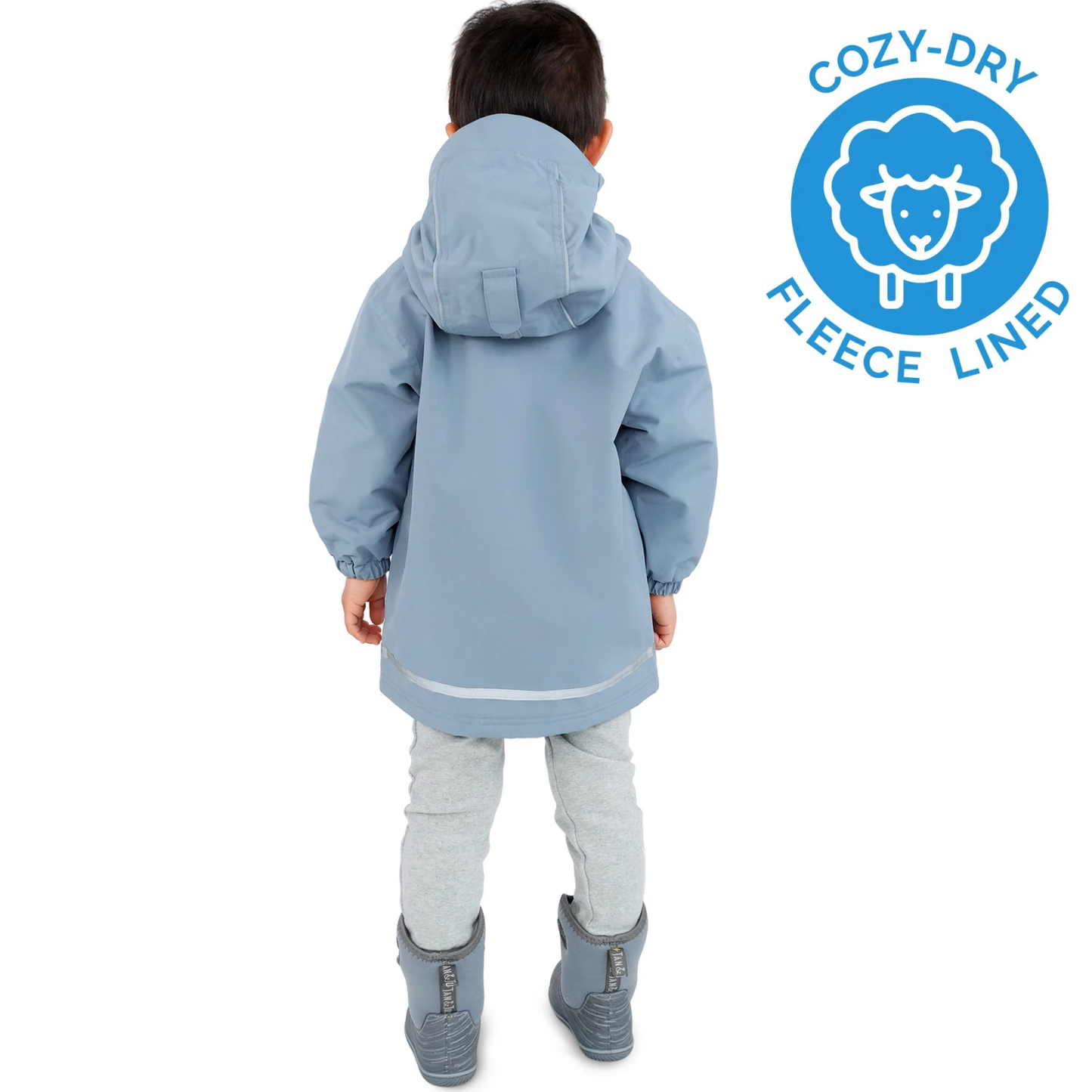 Kids Fleece Lined Rain Jackets | Dusty Blue (3-4Y only)
