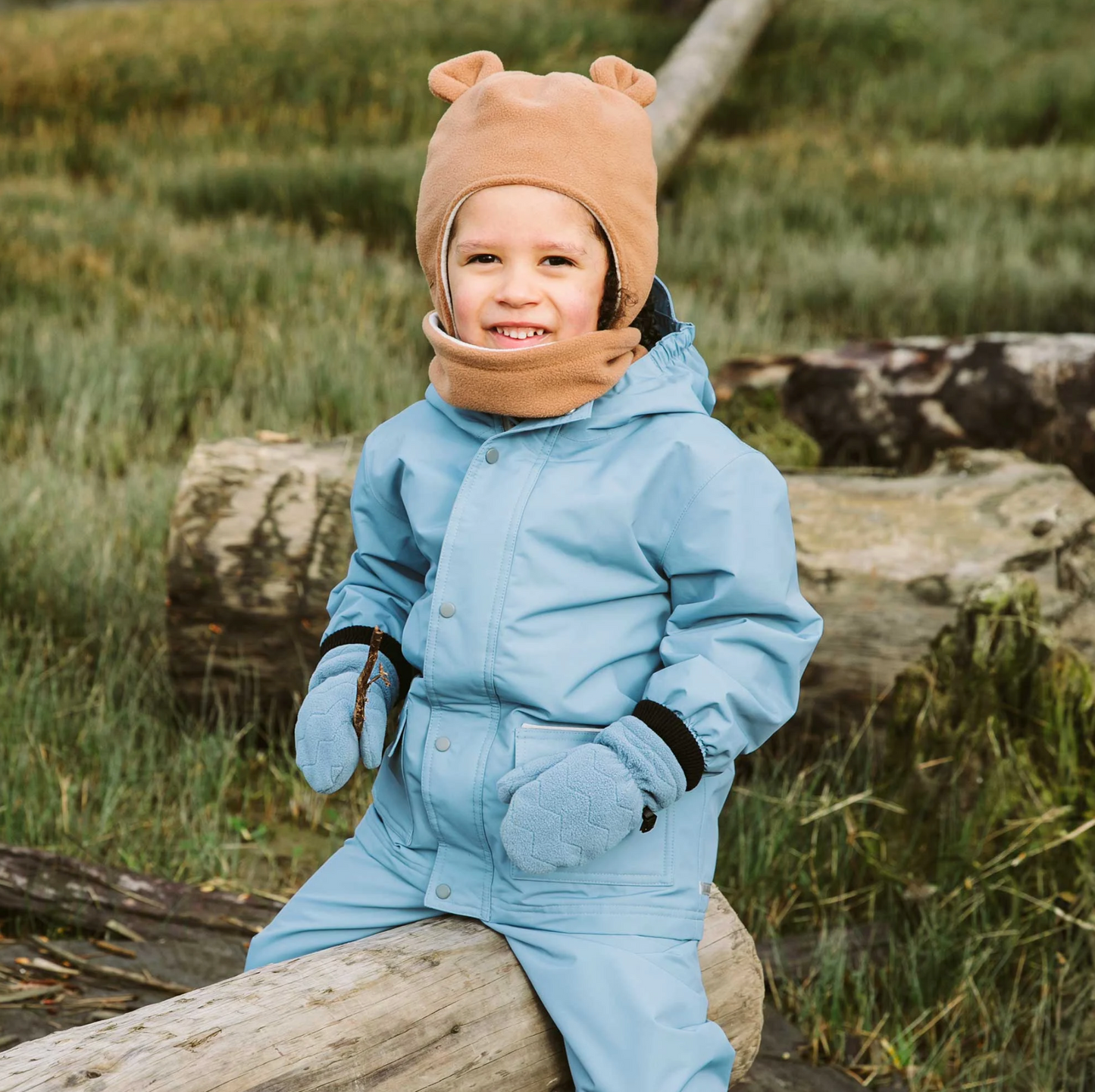 Kids Fleece Lined Rain Jackets | Dusty Blue (3-4Y only)