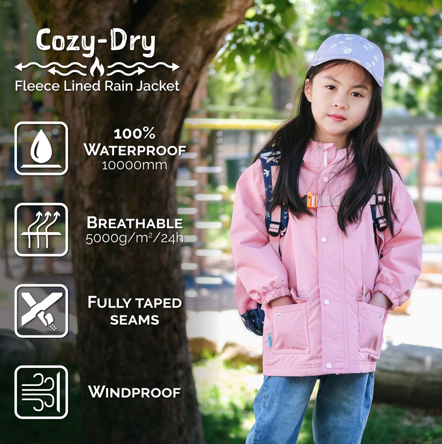 Kids Fleece Lined Rain Jackets | Wolf and Bear (4-5Y only)