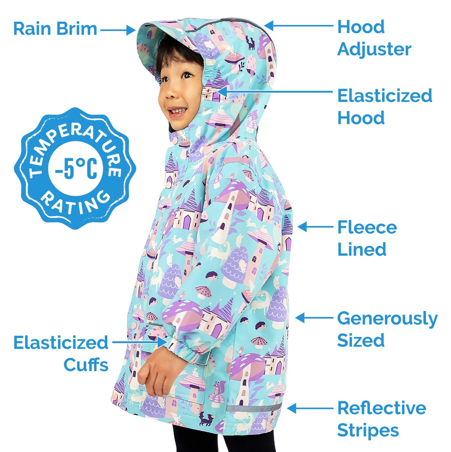 Kids Fleece Lined Rain Jackets | Wolf and Bear (4-5Y only)