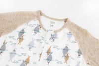 Raglan Bamboo Pima Short Sleeve Sleep Suit 0.6 TOG - Ocean Float