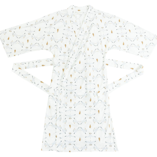 Women's Bamboo Jersey Robe - Seagulls & Seashells