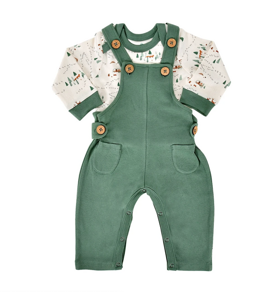 Into the Woods Overalls and Long Sleeve Top Set