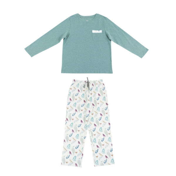 Women's Organic Cotton Long Sleeve Pocket Tee PJ Set - Birder's Paradise