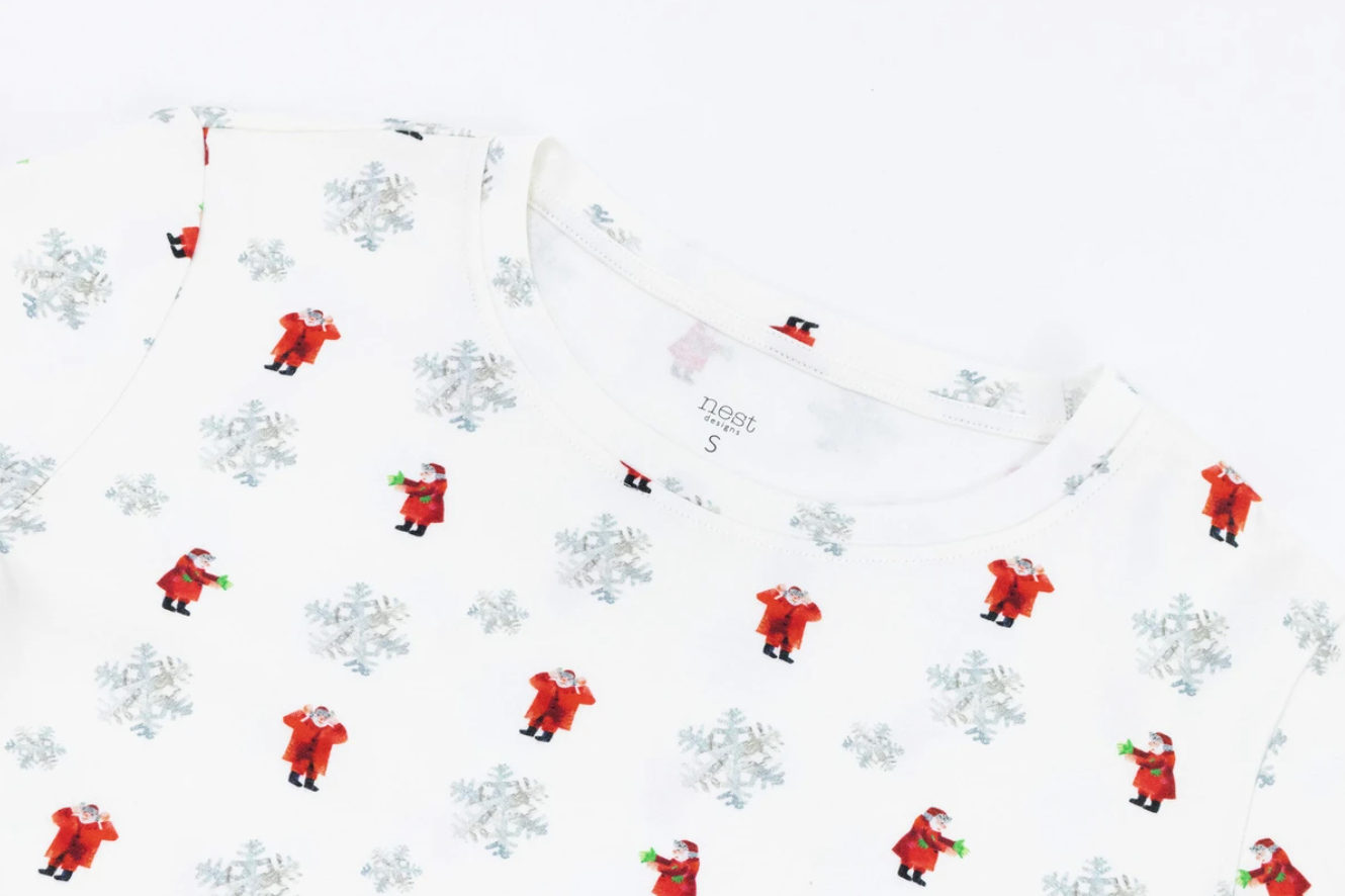 Women's Organic Cotton Long Sleeve PJ Set - Santa Santa (L Only)