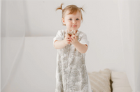 Raglan Bamboo Pima Short Sleeve Sleep Suit 0.6 TOG - Seagulls & Seagrass