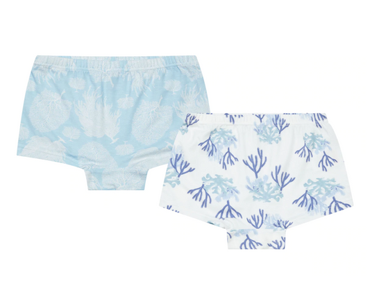 Bamboo Girls Boy Short Underwear (2 Pack) - Coralife (7-8Y Only)
