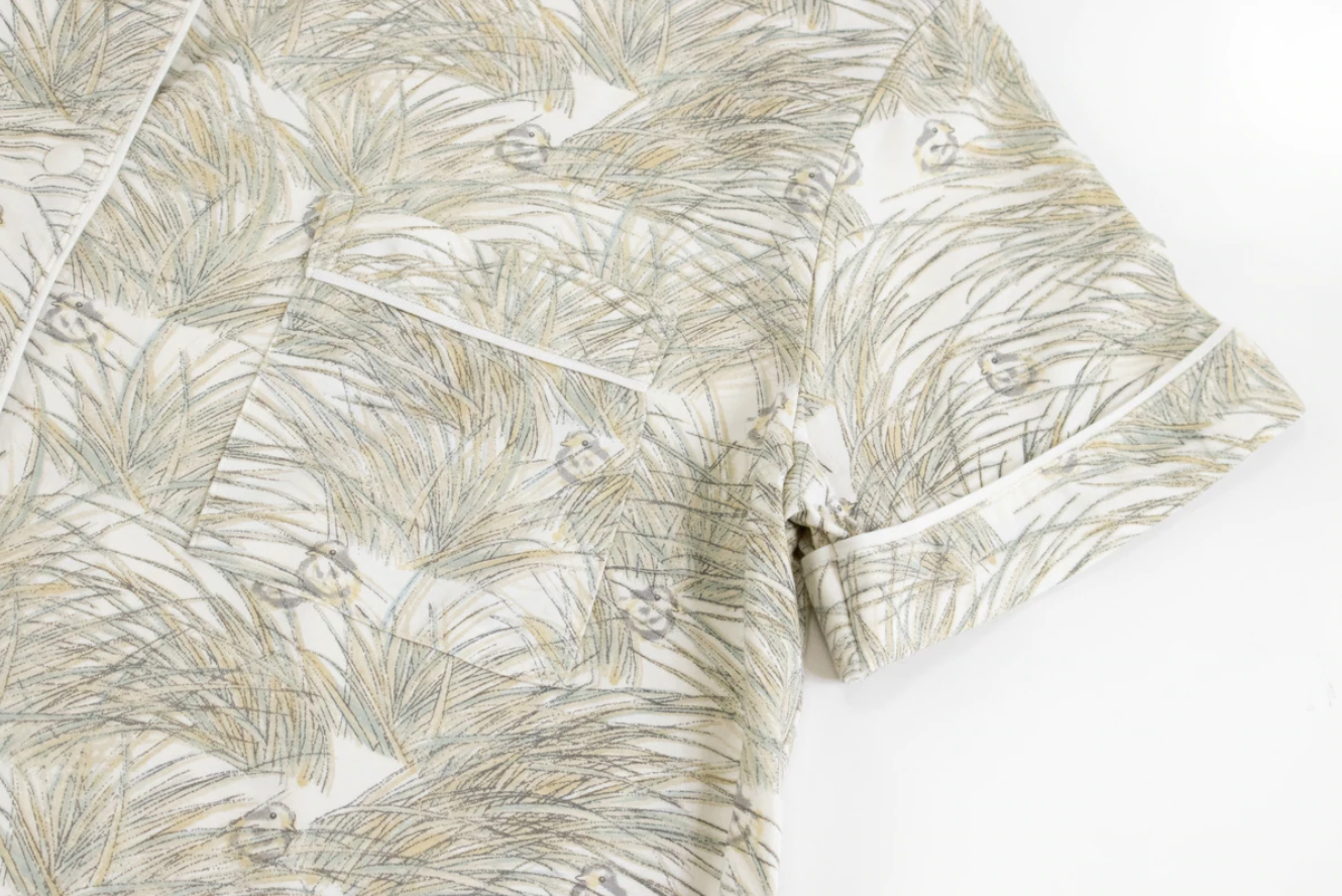 Women's Bamboo Jersey Short Sleeve Button-up PJ Set - Seagulls & Seagrass