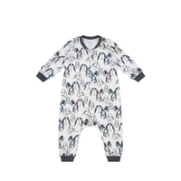 Organic Cotton Long Sleeve Romper - Penguin Love