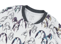 Organic Cotton Long Sleeve Romper - Penguin Love