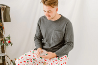 Men's Organic Cotton Long Sleeve Pocket Tee PJ Set - Eric Carle Candy Cane Lane